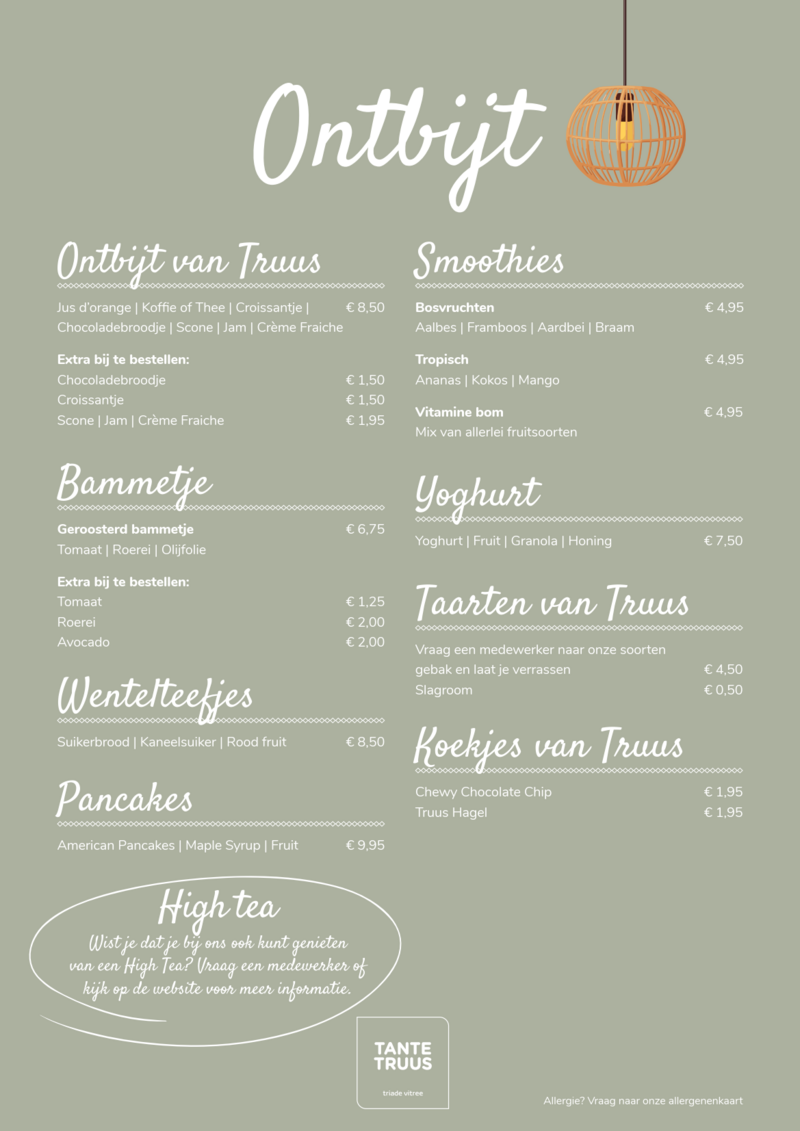 Bekijk de ontbijtkaart
